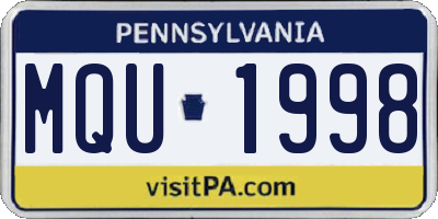 PA license plate MQU1998