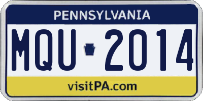 PA license plate MQU2014