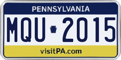 PA license plate MQU2015