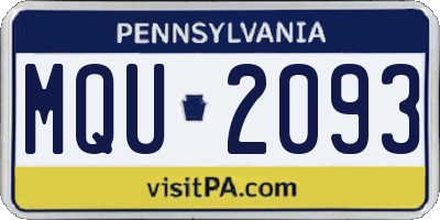 PA license plate MQU2093