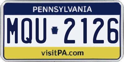 PA license plate MQU2126
