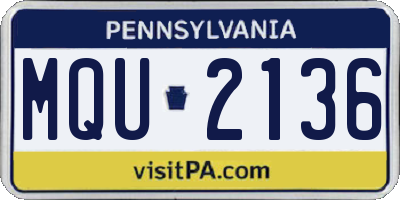 PA license plate MQU2136