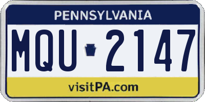 PA license plate MQU2147