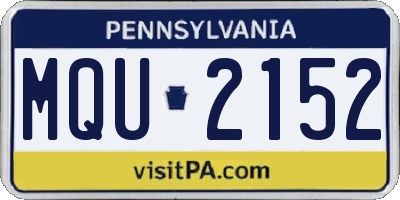 PA license plate MQU2152