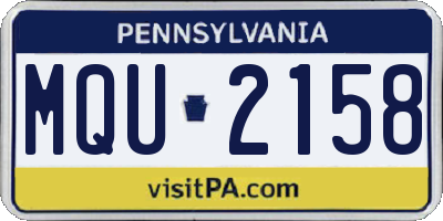 PA license plate MQU2158