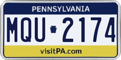 PA license plate MQU2174