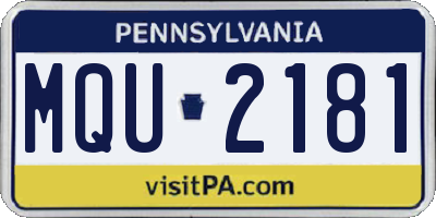 PA license plate MQU2181