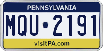 PA license plate MQU2191