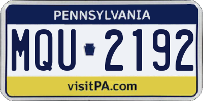 PA license plate MQU2192