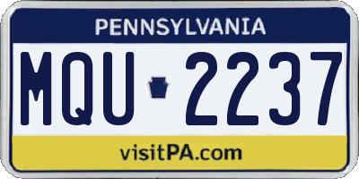 PA license plate MQU2237
