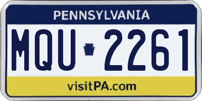 PA license plate MQU2261