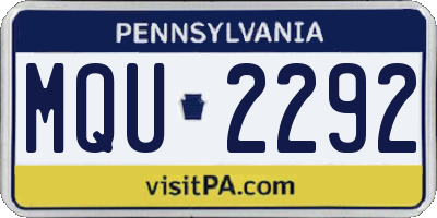PA license plate MQU2292
