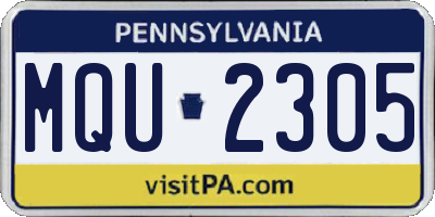 PA license plate MQU2305
