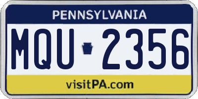 PA license plate MQU2356