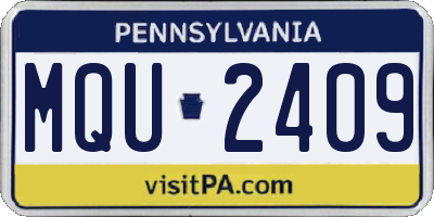 PA license plate MQU2409