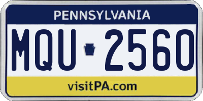 PA license plate MQU2560