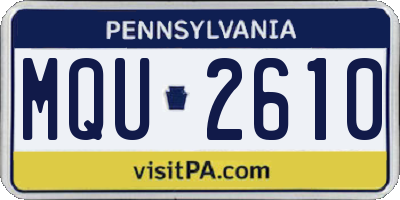 PA license plate MQU2610