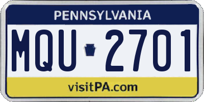 PA license plate MQU2701