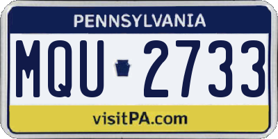 PA license plate MQU2733