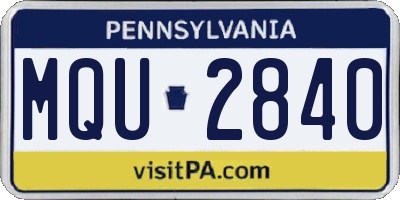 PA license plate MQU2840