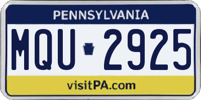 PA license plate MQU2925