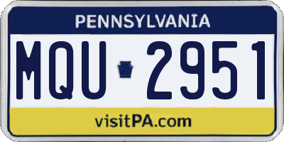 PA license plate MQU2951