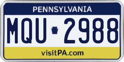 PA license plate MQU2988