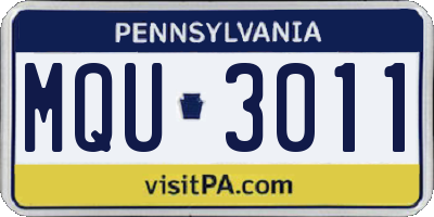 PA license plate MQU3011
