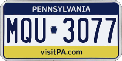 PA license plate MQU3077