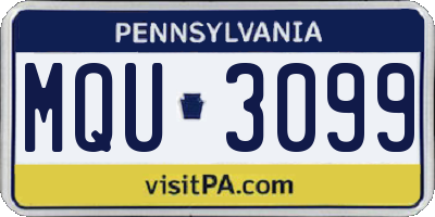 PA license plate MQU3099