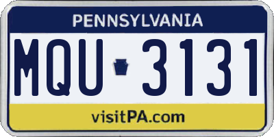PA license plate MQU3131