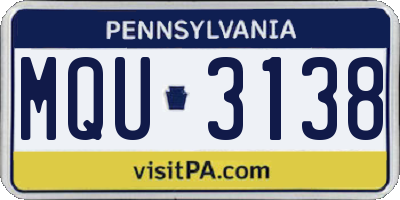 PA license plate MQU3138