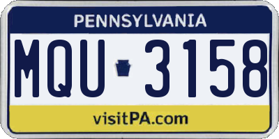 PA license plate MQU3158