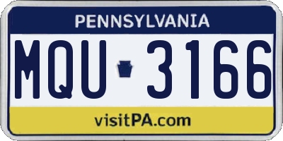 PA license plate MQU3166