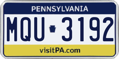 PA license plate MQU3192