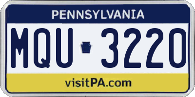 PA license plate MQU3220