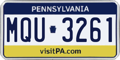 PA license plate MQU3261