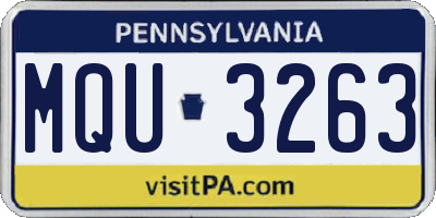 PA license plate MQU3263