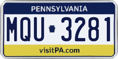 PA license plate MQU3281