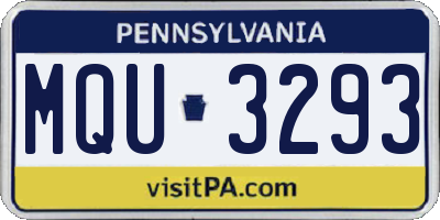 PA license plate MQU3293