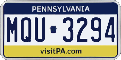 PA license plate MQU3294