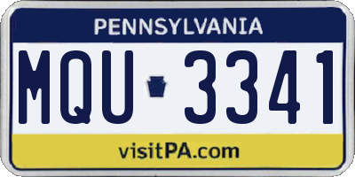 PA license plate MQU3341