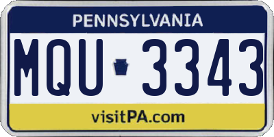 PA license plate MQU3343