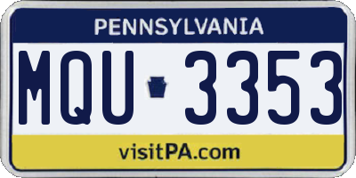 PA license plate MQU3353