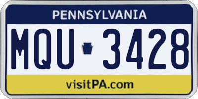 PA license plate MQU3428