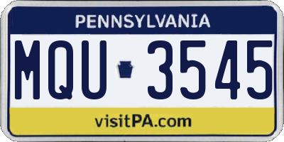 PA license plate MQU3545