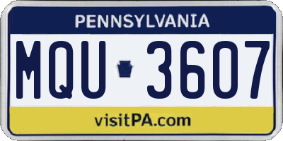 PA license plate MQU3607