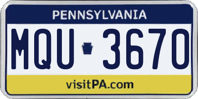 PA license plate MQU3670