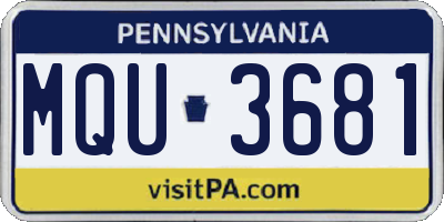 PA license plate MQU3681