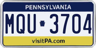 PA license plate MQU3704